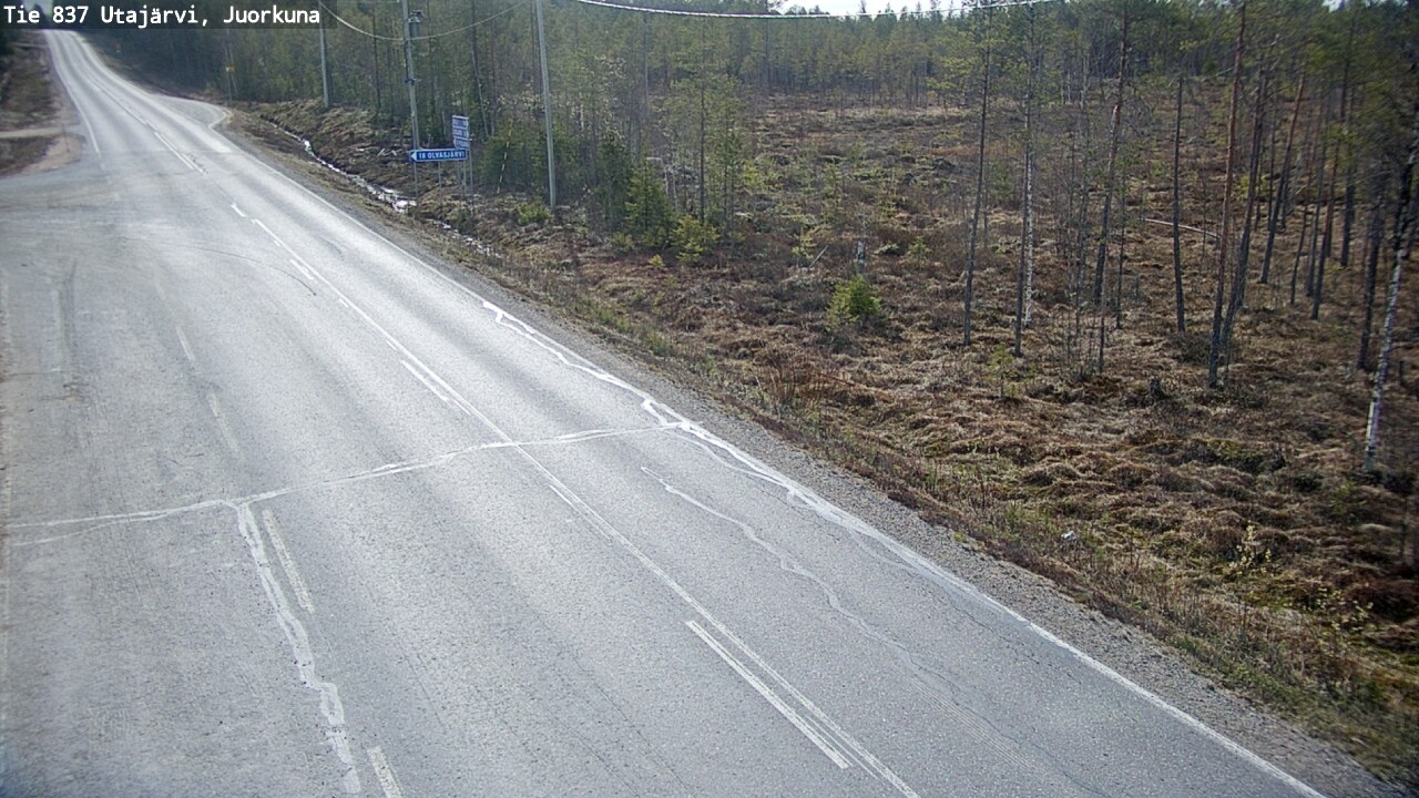 Weather Camera Image Väg 837 Utajärvi, Juorkuna, Utajärvi, Pohjois-Pohjanmaa