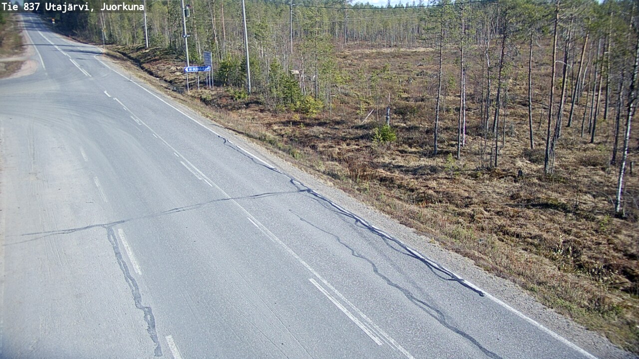 Weather Camera Image Väg 837 Utajärvi, Juorkuna, Utajärvi, Pohjois-Pohjanmaa