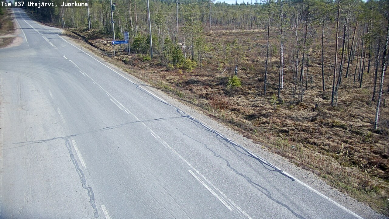 Weather Camera Image Väg 837 Utajärvi, Juorkuna, Utajärvi, Pohjois-Pohjanmaa