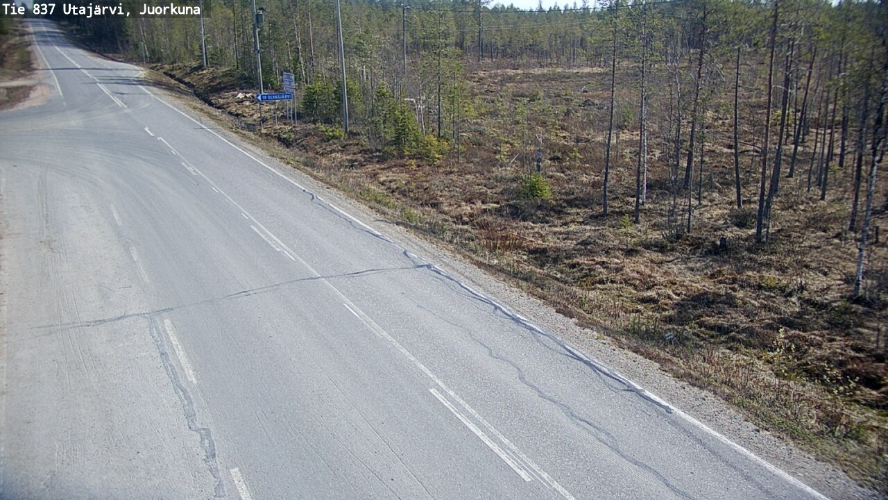 Weather Camera Image Väg 837 Utajärvi, Juorkuna, Utajärvi, Pohjois-Pohjanmaa