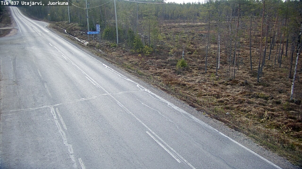 Weather Camera Image Väg 837 Utajärvi, Juorkuna, Utajärvi, Pohjois-Pohjanmaa