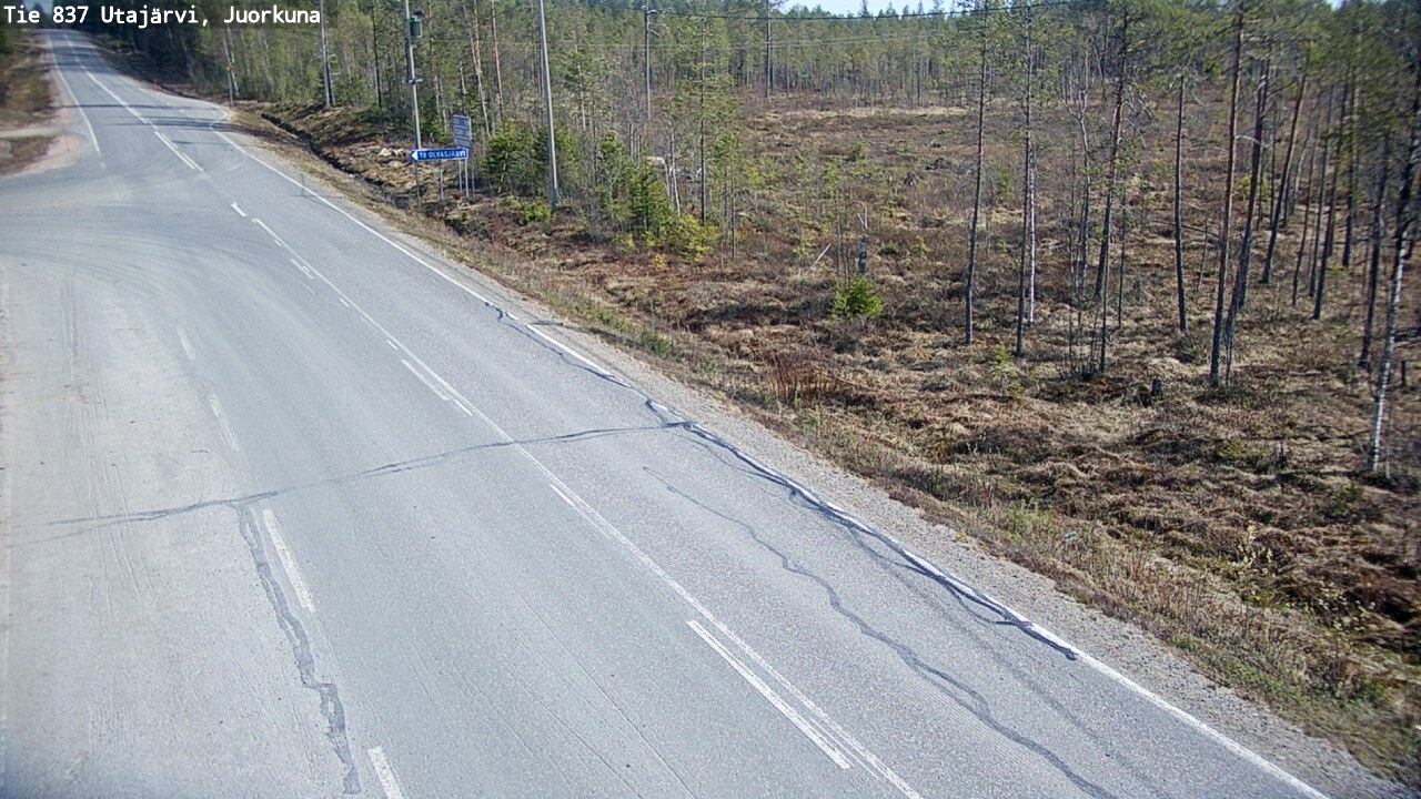 Weather Camera Image Väg 837 Utajärvi, Juorkuna, Utajärvi, Pohjois-Pohjanmaa