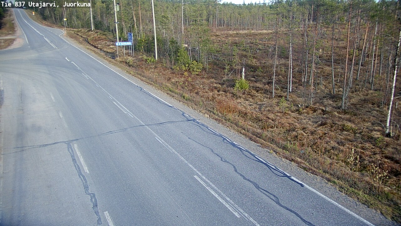 Weather Camera Image Väg 837 Utajärvi, Juorkuna, Utajärvi, Pohjois-Pohjanmaa