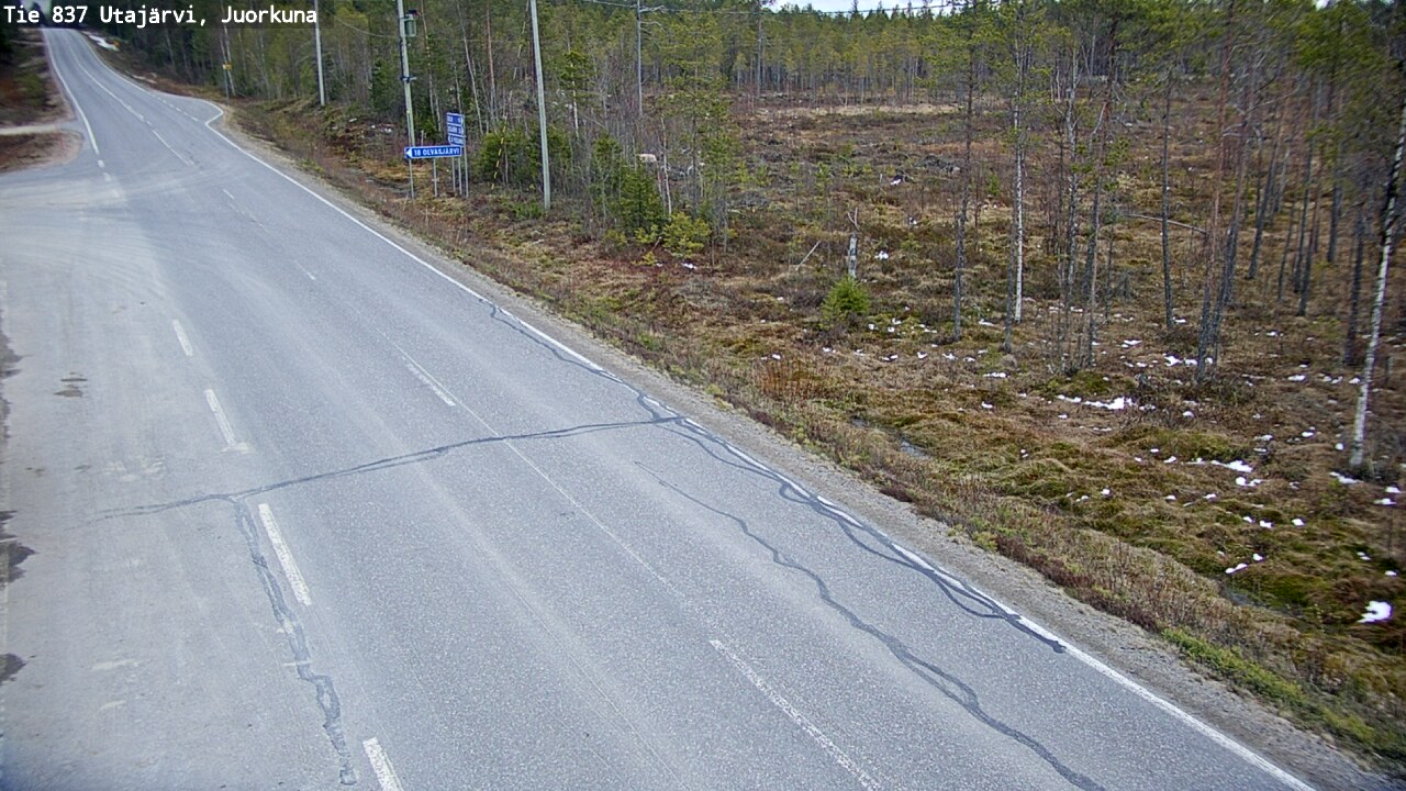 Weather Camera Image Väg 837 Utajärvi, Juorkuna, Utajärvi, Pohjois-Pohjanmaa