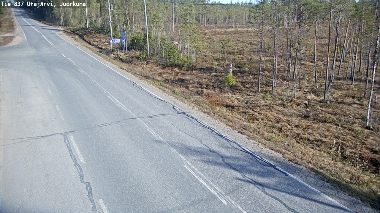 Weather Camera Image Väg 837 Utajärvi, Juorkuna, Utajärvi, Pohjois-Pohjanmaa