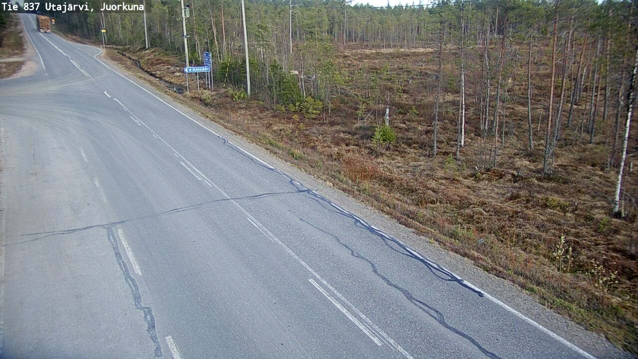 Weather Camera Image Väg 837 Utajärvi, Juorkuna, Utajärvi, Pohjois-Pohjanmaa