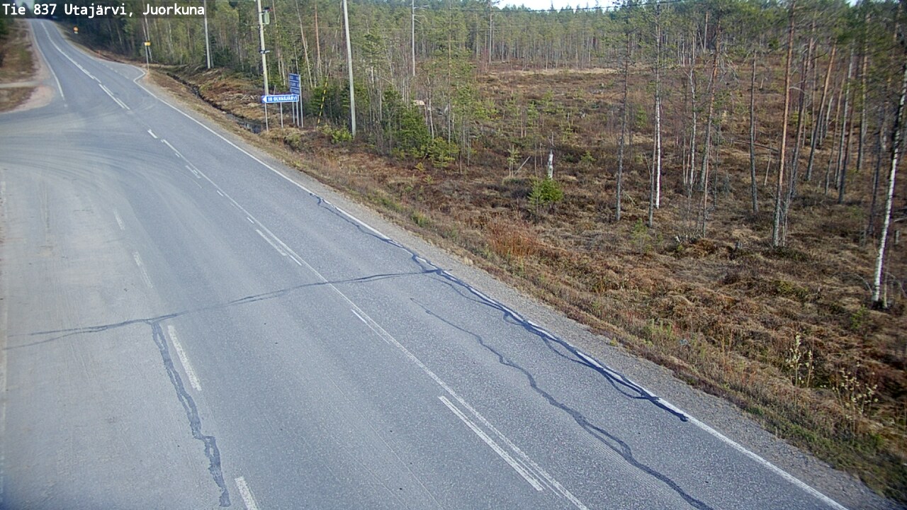 Weather Camera Image Väg 837 Utajärvi, Juorkuna, Utajärvi, Pohjois-Pohjanmaa