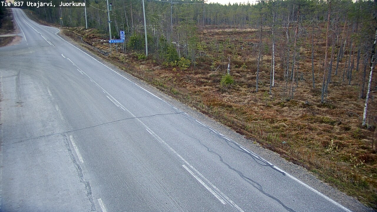 Weather Camera Image Väg 837 Utajärvi, Juorkuna, Utajärvi, Pohjois-Pohjanmaa