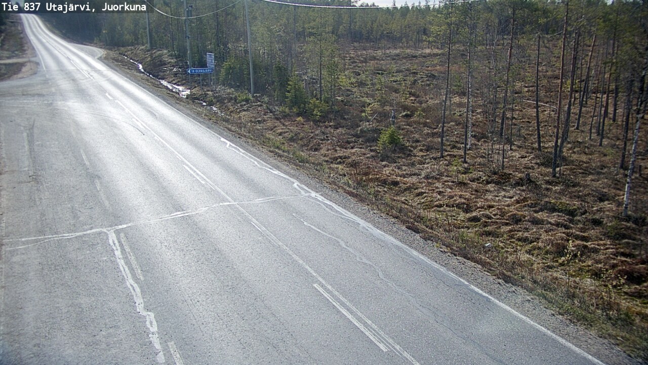 Weather Camera Image Väg 837 Utajärvi, Juorkuna, Utajärvi, Pohjois-Pohjanmaa
