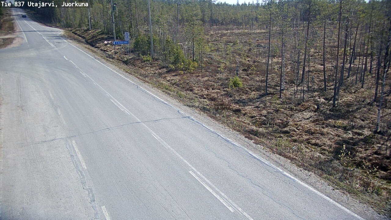 Weather Camera Image Väg 837 Utajärvi, Juorkuna, Utajärvi, Pohjois-Pohjanmaa