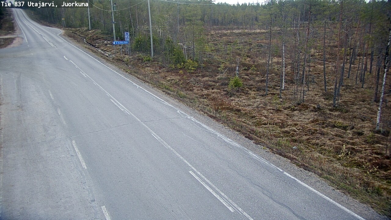 Weather Camera Image Väg 837 Utajärvi, Juorkuna, Utajärvi, Pohjois-Pohjanmaa