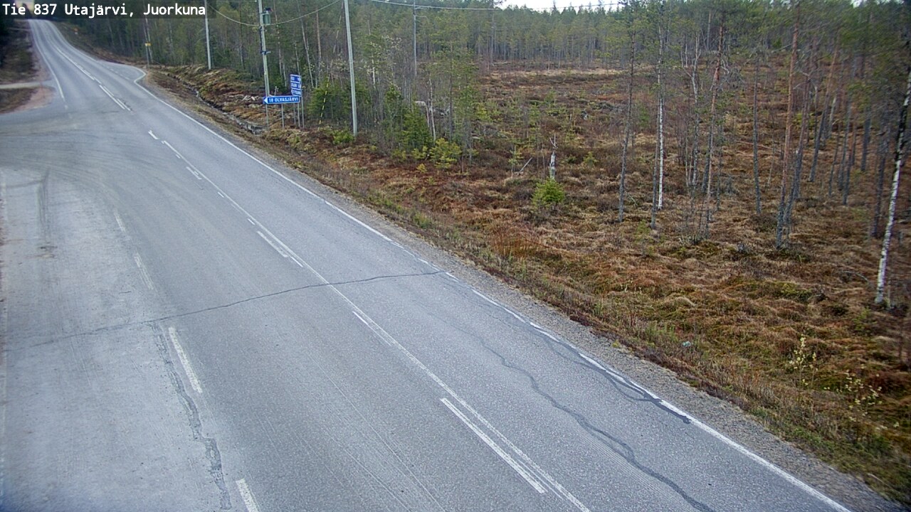 Weather Camera Image Väg 837 Utajärvi, Juorkuna, Utajärvi, Pohjois-Pohjanmaa