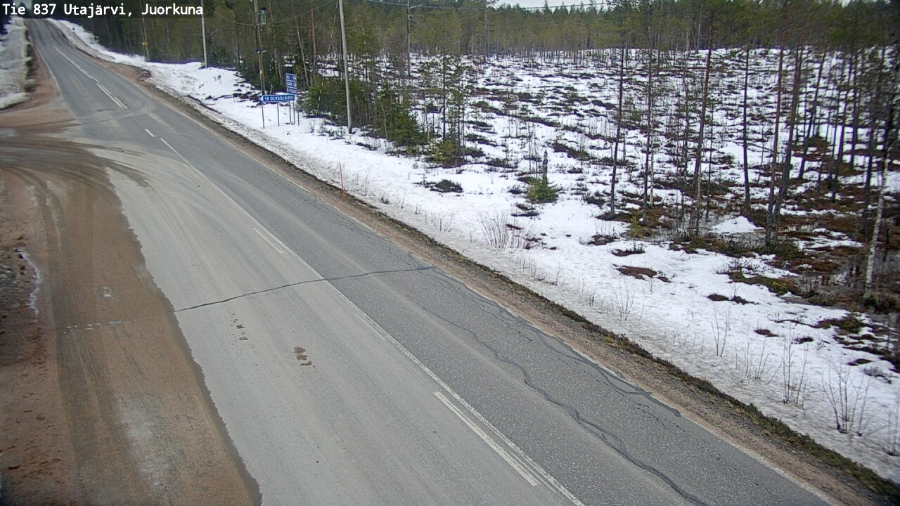 Weather Camera Image Väg 837 Utajärvi, Juorkuna, Utajärvi, Pohjois-Pohjanmaa