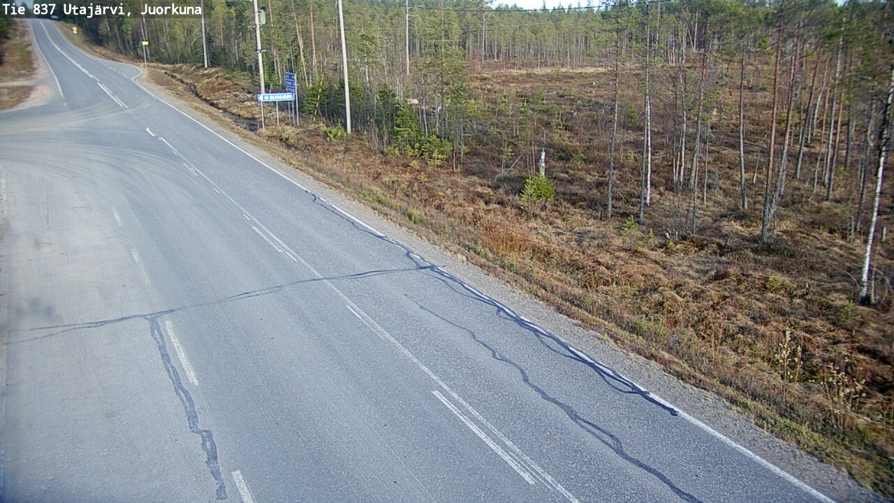 Weather Camera Image Väg 837 Utajärvi, Juorkuna, Utajärvi, Pohjois-Pohjanmaa