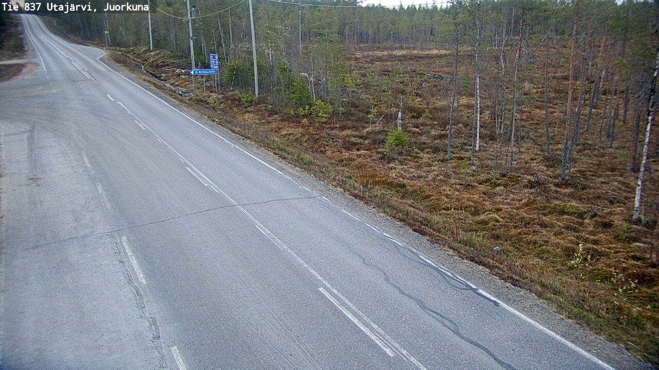 Weather Camera Image Väg 837 Utajärvi, Juorkuna, Utajärvi, Pohjois-Pohjanmaa