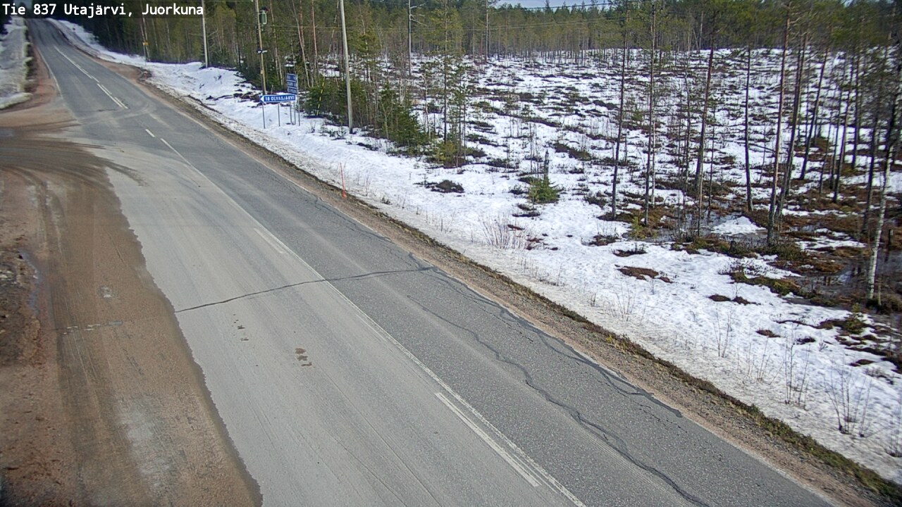 Weather Camera Image Väg 837 Utajärvi, Juorkuna, Utajärvi, Pohjois-Pohjanmaa