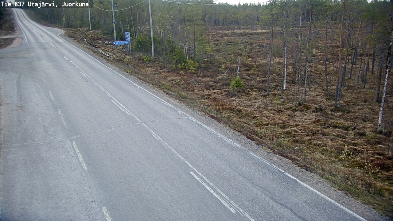 Weather Camera Image Väg 837 Utajärvi, Juorkuna, Utajärvi, Pohjois-Pohjanmaa