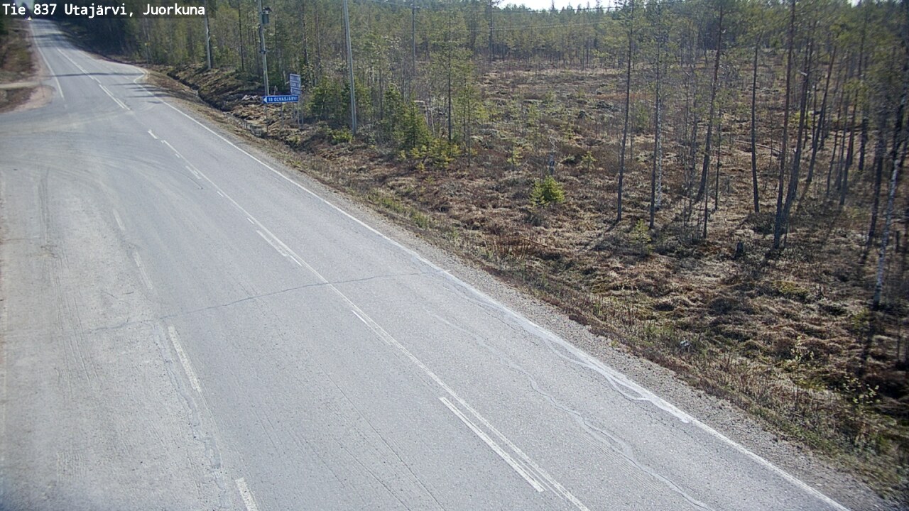 Weather Camera Image Väg 837 Utajärvi, Juorkuna, Utajärvi, Pohjois-Pohjanmaa