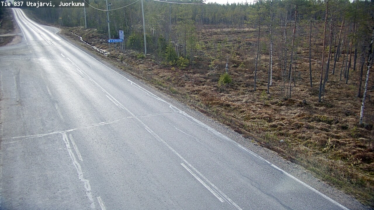 Weather Camera Image Väg 837 Utajärvi, Juorkuna, Utajärvi, Pohjois-Pohjanmaa