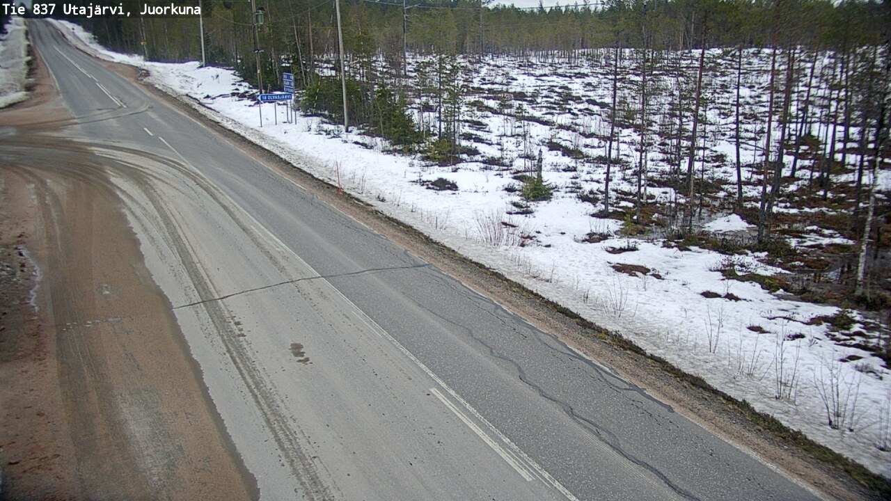 Weather Camera Image Väg 837 Utajärvi, Juorkuna, Utajärvi, Pohjois-Pohjanmaa