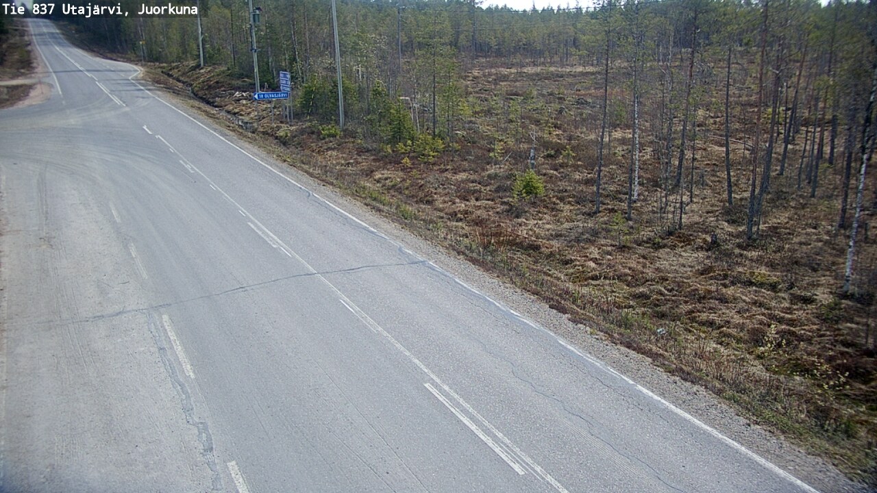 Weather Camera Image Väg 837 Utajärvi, Juorkuna, Utajärvi, Pohjois-Pohjanmaa