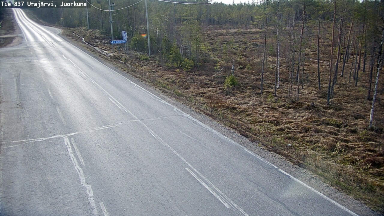Weather Camera Image Väg 837 Utajärvi, Juorkuna, Utajärvi, Pohjois-Pohjanmaa