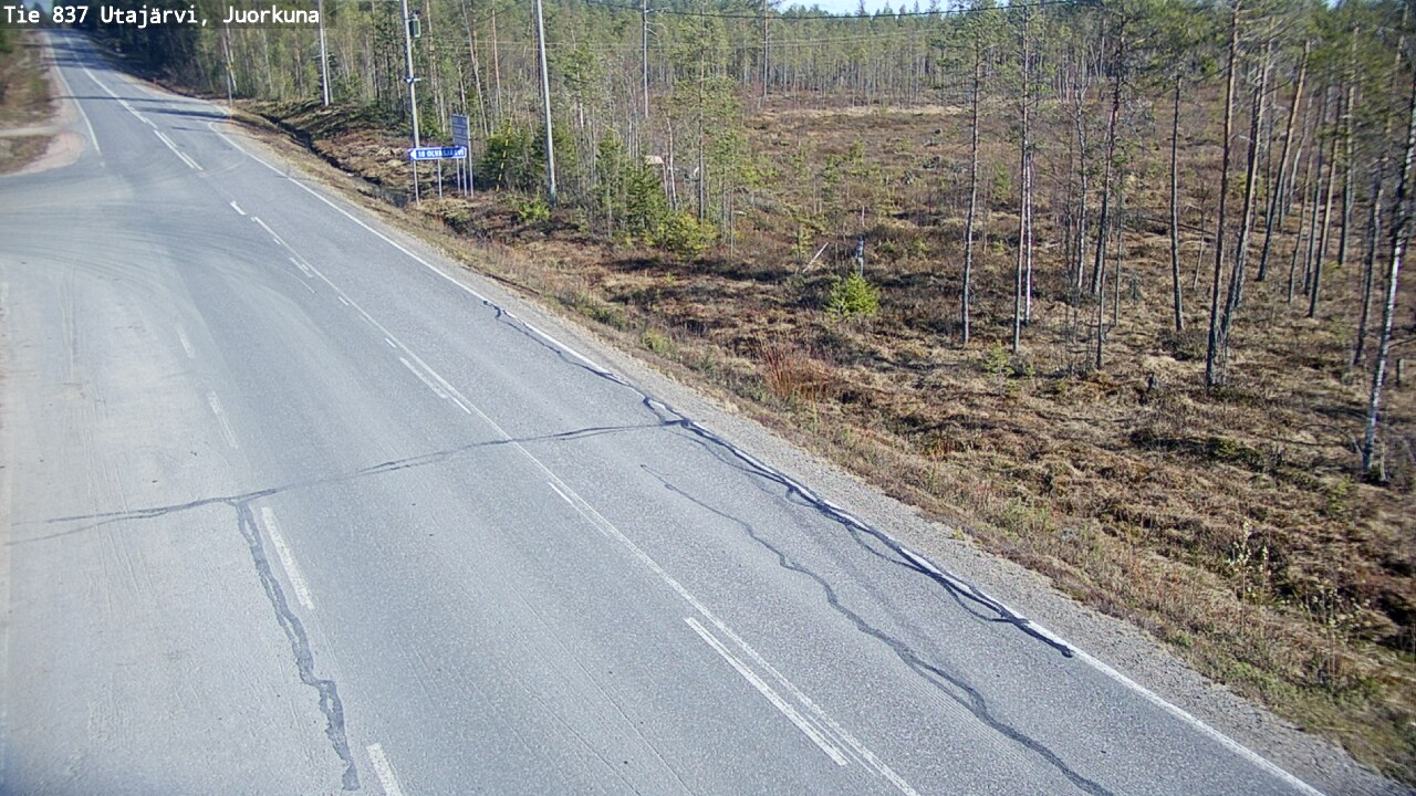 Weather Camera Image Väg 837 Utajärvi, Juorkuna, Utajärvi, Pohjois-Pohjanmaa