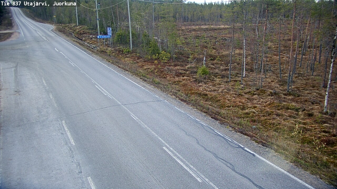 Weather Camera Image Väg 837 Utajärvi, Juorkuna, Utajärvi, Pohjois-Pohjanmaa