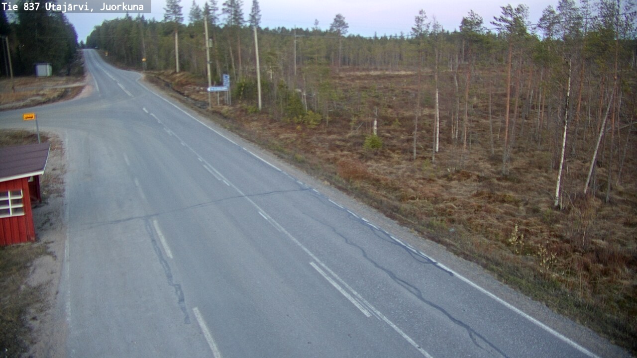 Weather Camera Image Väg 837 Utajärvi, Juorkuna, Utajärvi, Pohjois-Pohjanmaa