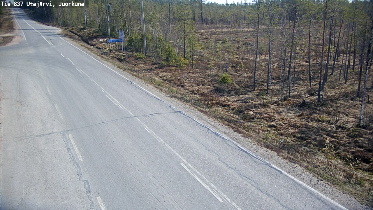Weather Camera Image Väg 837 Utajärvi, Juorkuna, Utajärvi, Pohjois-Pohjanmaa