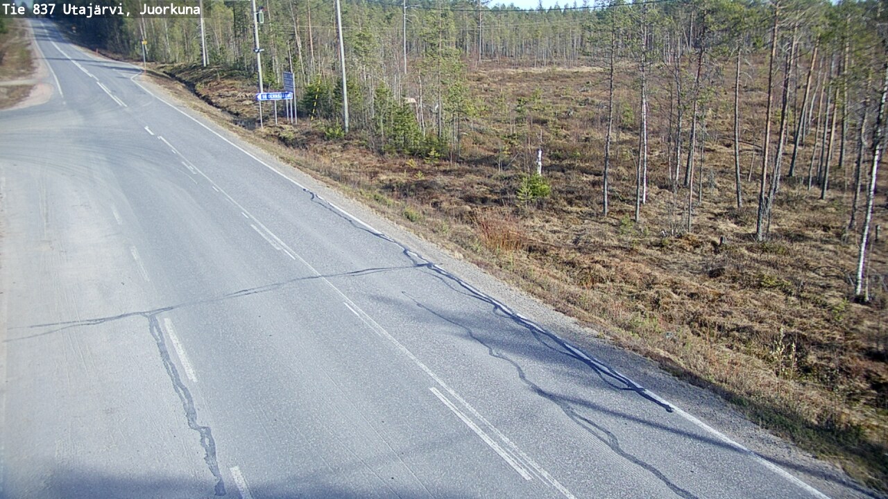 Weather Camera Image Väg 837 Utajärvi, Juorkuna, Utajärvi, Pohjois-Pohjanmaa