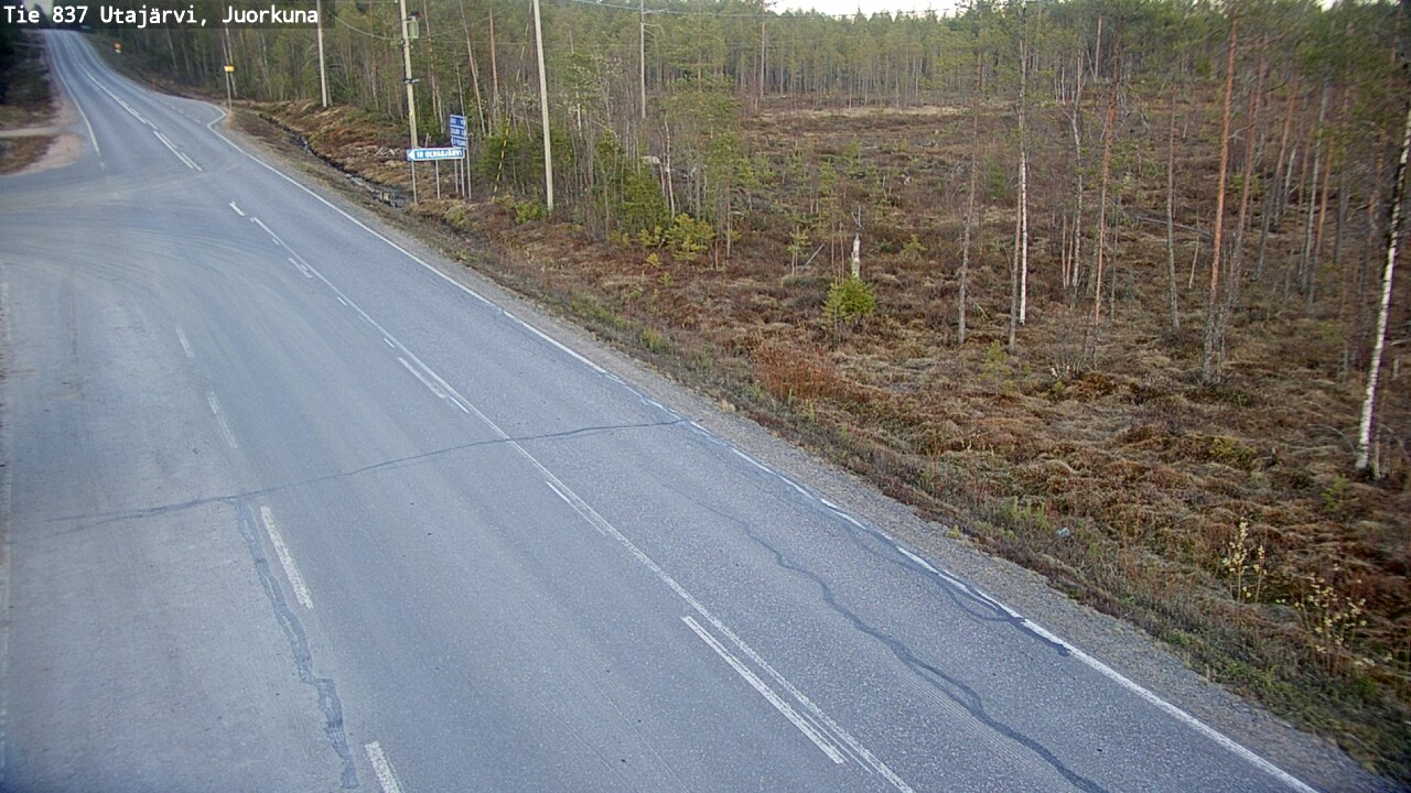 Weather Camera Image Väg 837 Utajärvi, Juorkuna, Utajärvi, Pohjois-Pohjanmaa