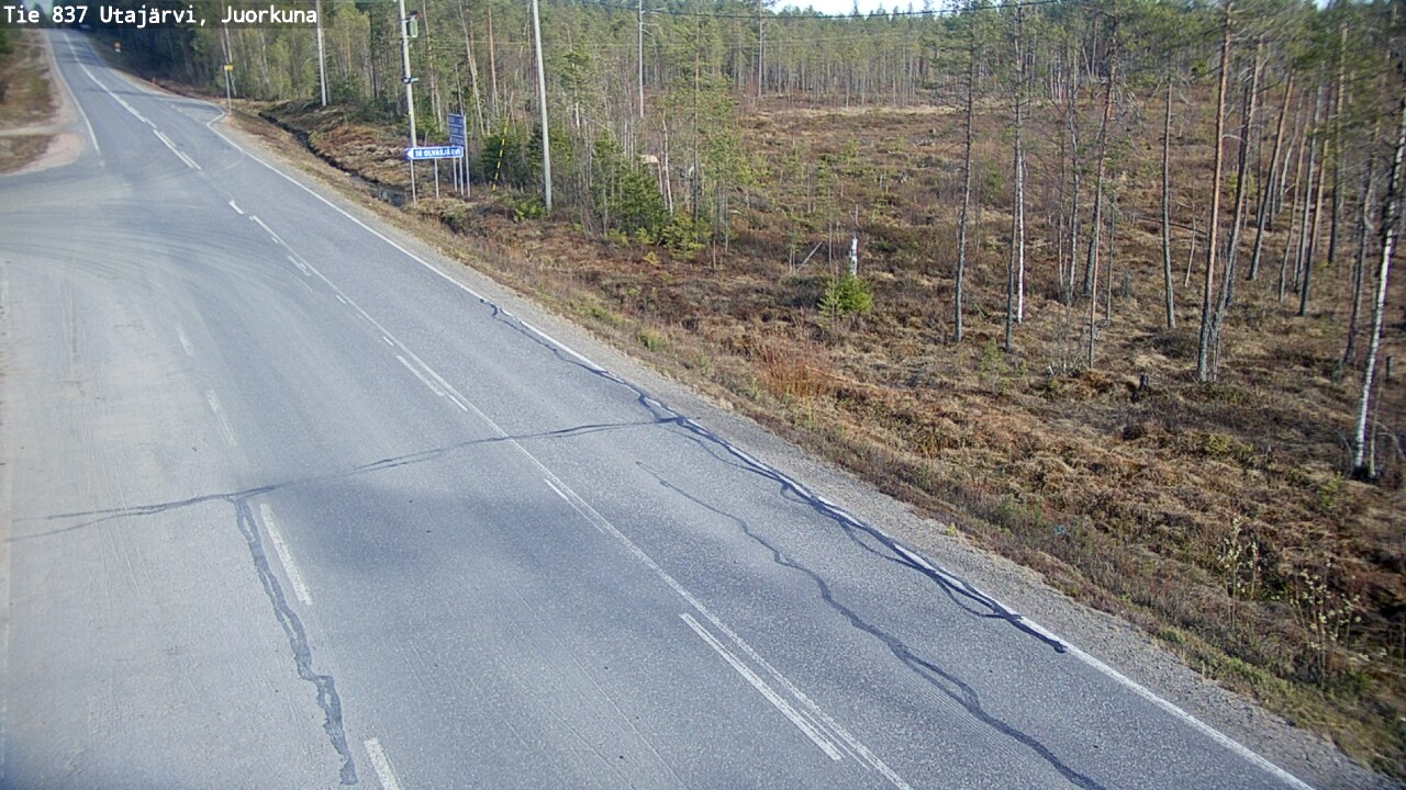 Weather Camera Image Väg 837 Utajärvi, Juorkuna, Utajärvi, Pohjois-Pohjanmaa
