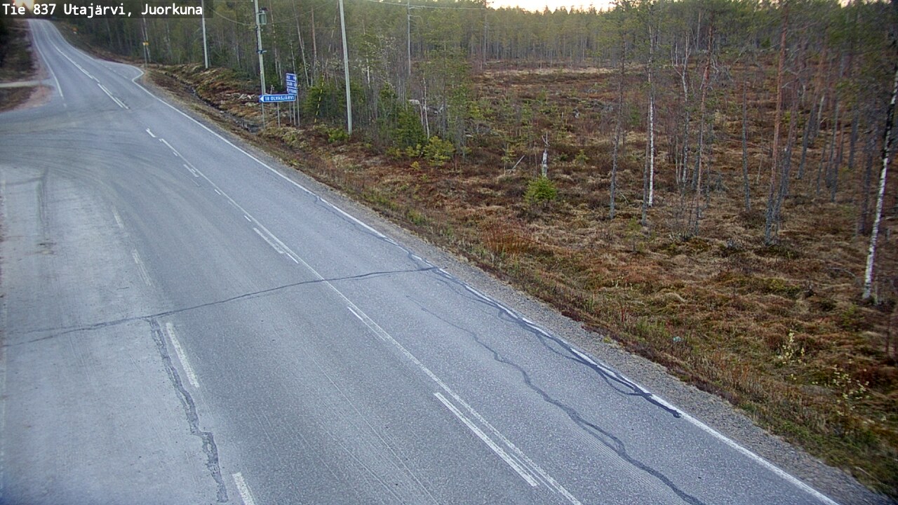 Weather Camera Image Väg 837 Utajärvi, Juorkuna, Utajärvi, Pohjois-Pohjanmaa