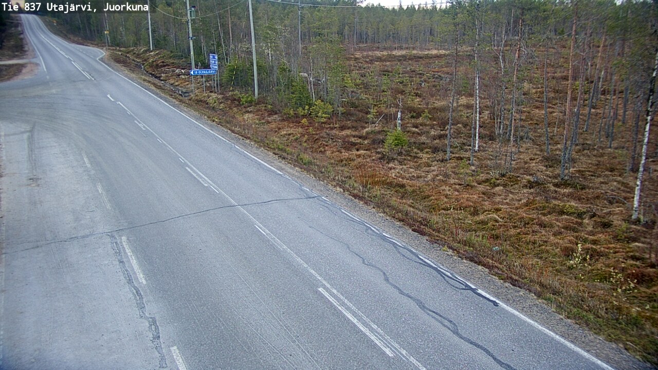 Weather Camera Image Väg 837 Utajärvi, Juorkuna, Utajärvi, Pohjois-Pohjanmaa