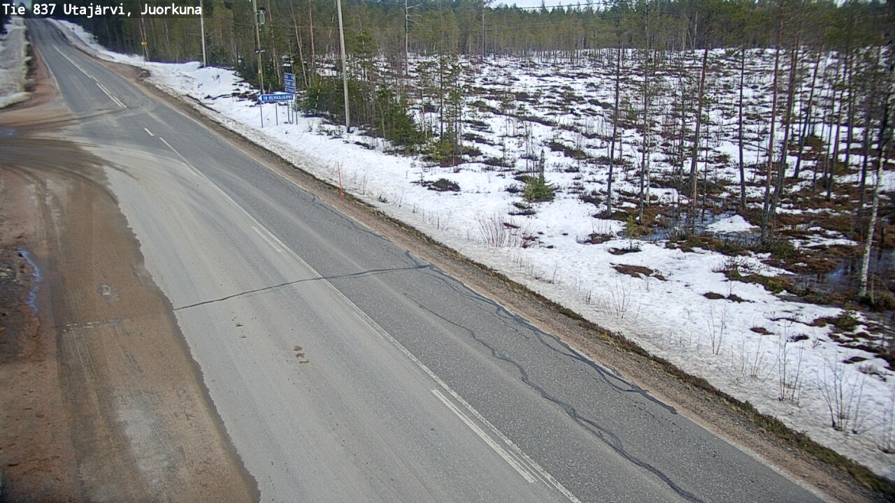Weather Camera Image Väg 837 Utajärvi, Juorkuna, Utajärvi, Pohjois-Pohjanmaa