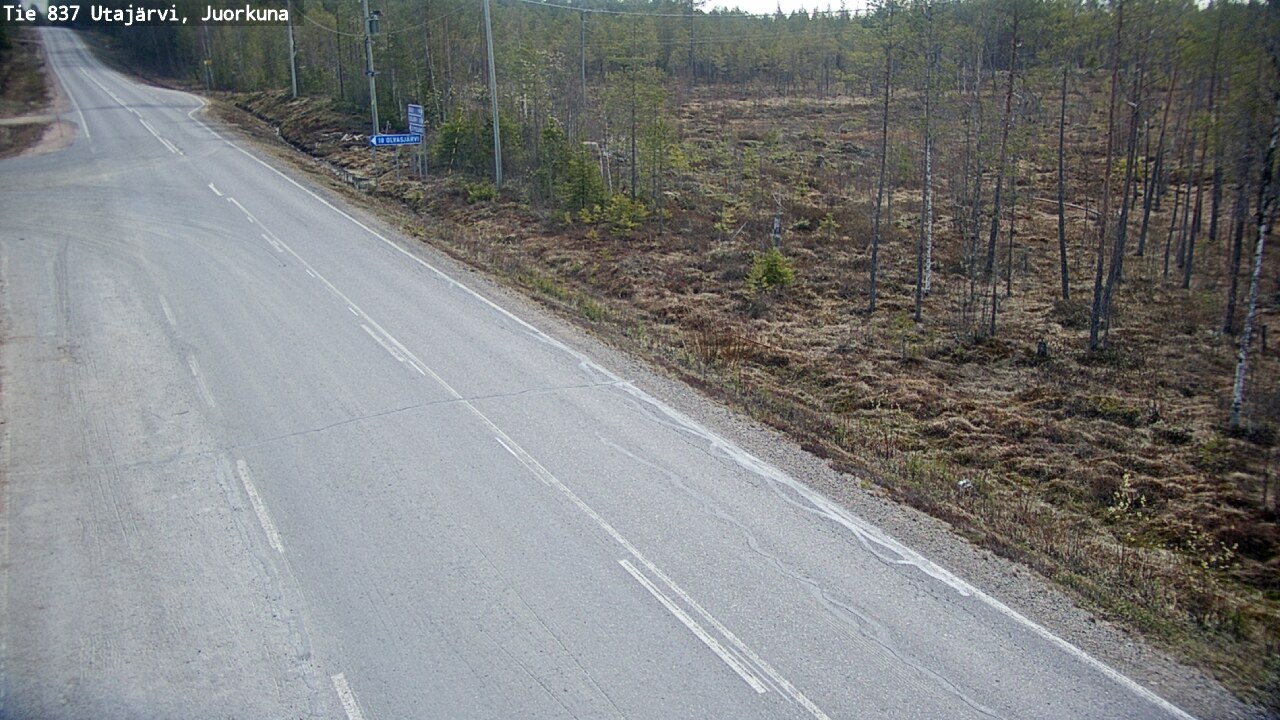 Weather Camera Image Väg 837 Utajärvi, Juorkuna, Utajärvi, Pohjois-Pohjanmaa