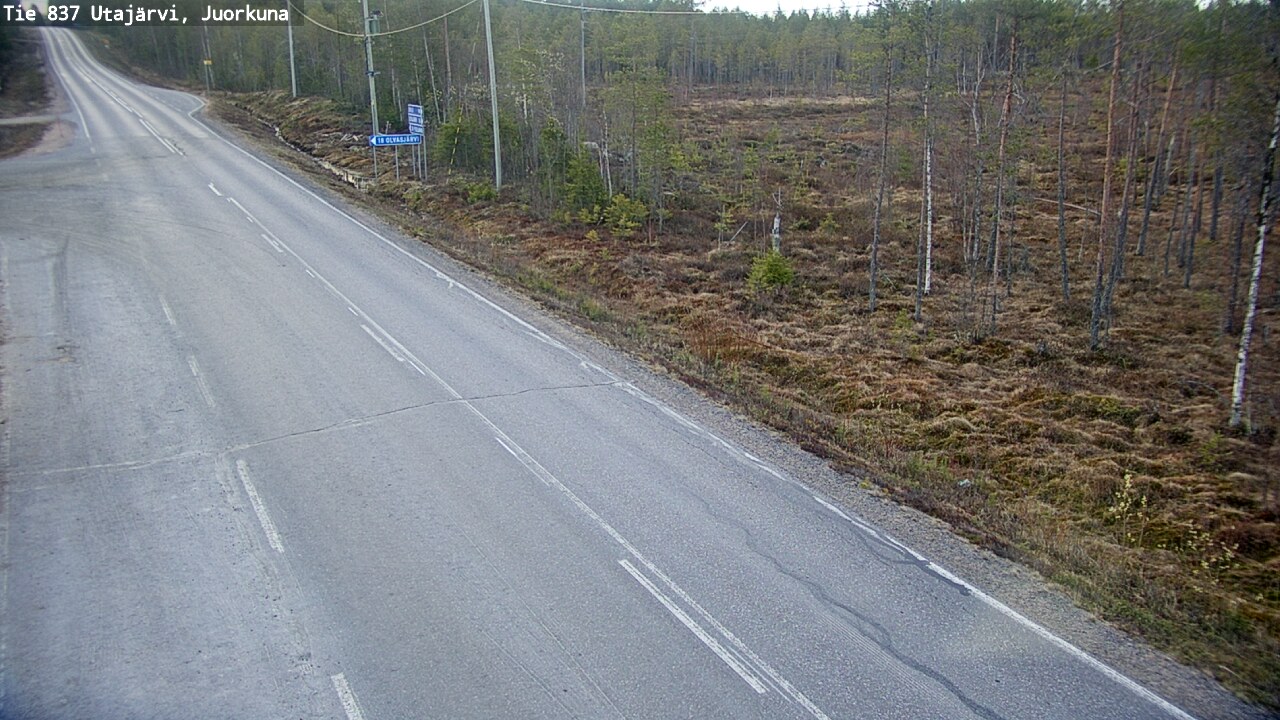 Weather Camera Image Väg 837 Utajärvi, Juorkuna, Utajärvi, Pohjois-Pohjanmaa