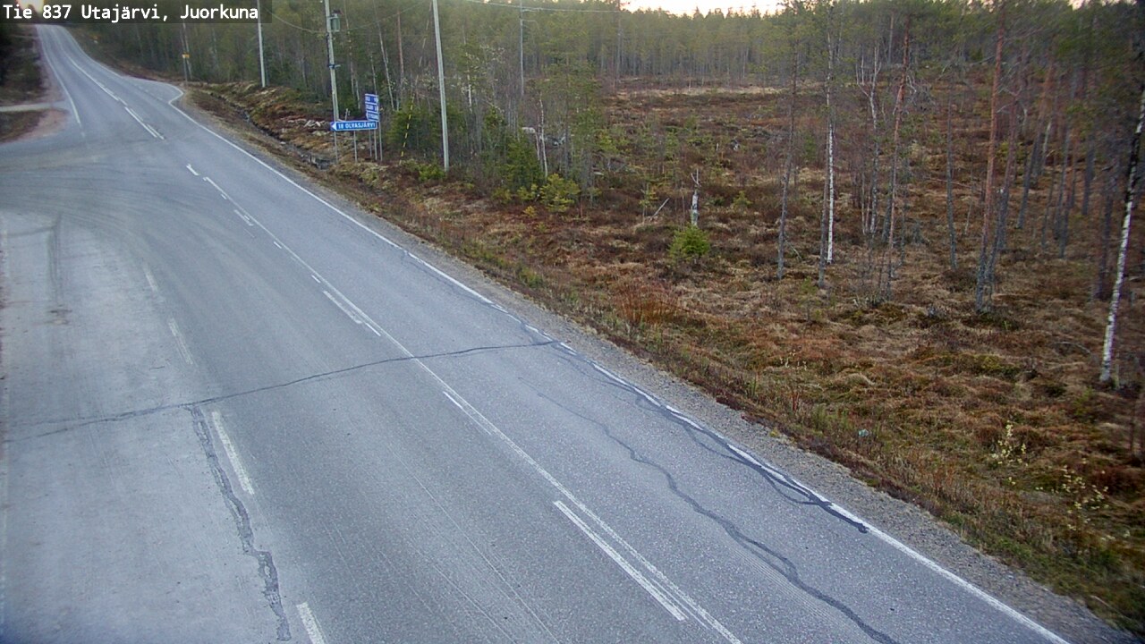 Weather Camera Image Väg 837 Utajärvi, Juorkuna, Utajärvi, Pohjois-Pohjanmaa