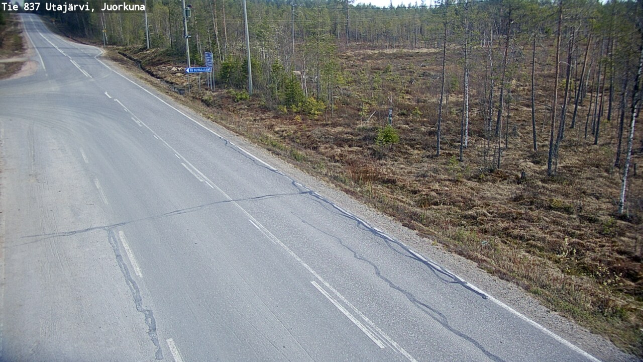 Weather Camera Image Väg 837 Utajärvi, Juorkuna, Utajärvi, Pohjois-Pohjanmaa