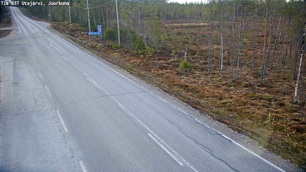 Weather Camera Image Väg 837 Utajärvi, Juorkuna, Utajärvi, Pohjois-Pohjanmaa