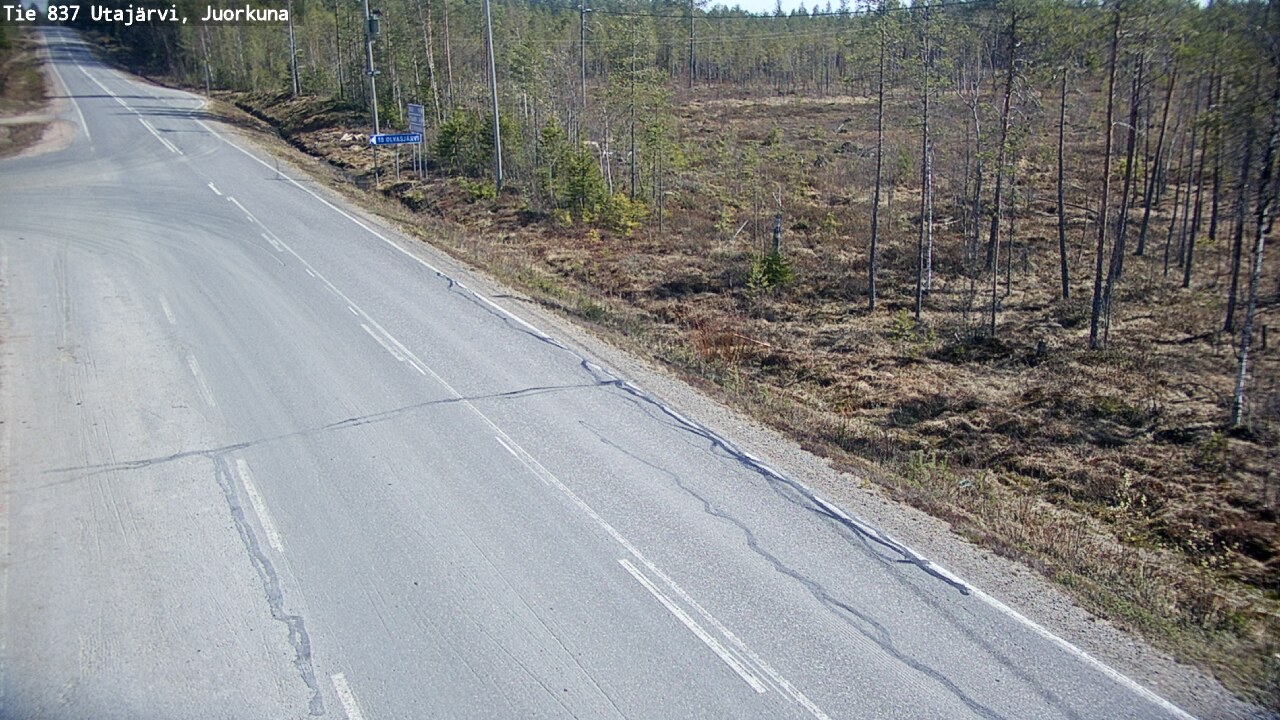 Weather Camera Image Väg 837 Utajärvi, Juorkuna, Utajärvi, Pohjois-Pohjanmaa