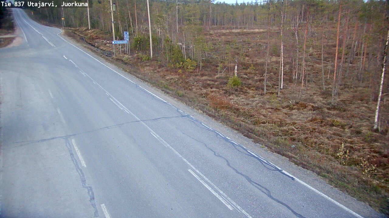 Weather Camera Image Väg 837 Utajärvi, Juorkuna, Utajärvi, Pohjois-Pohjanmaa