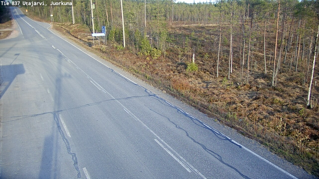 Weather Camera Image Väg 837 Utajärvi, Juorkuna, Utajärvi, Pohjois-Pohjanmaa