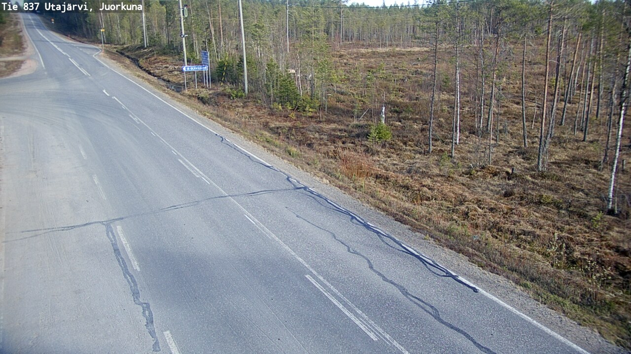 Weather Camera Image Väg 837 Utajärvi, Juorkuna, Utajärvi, Pohjois-Pohjanmaa