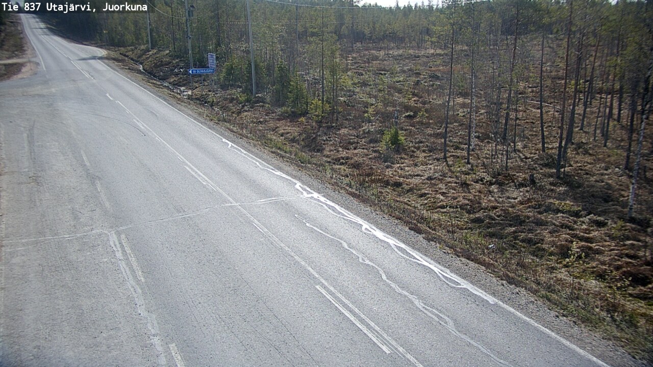 Weather Camera Image Väg 837 Utajärvi, Juorkuna, Utajärvi, Pohjois-Pohjanmaa