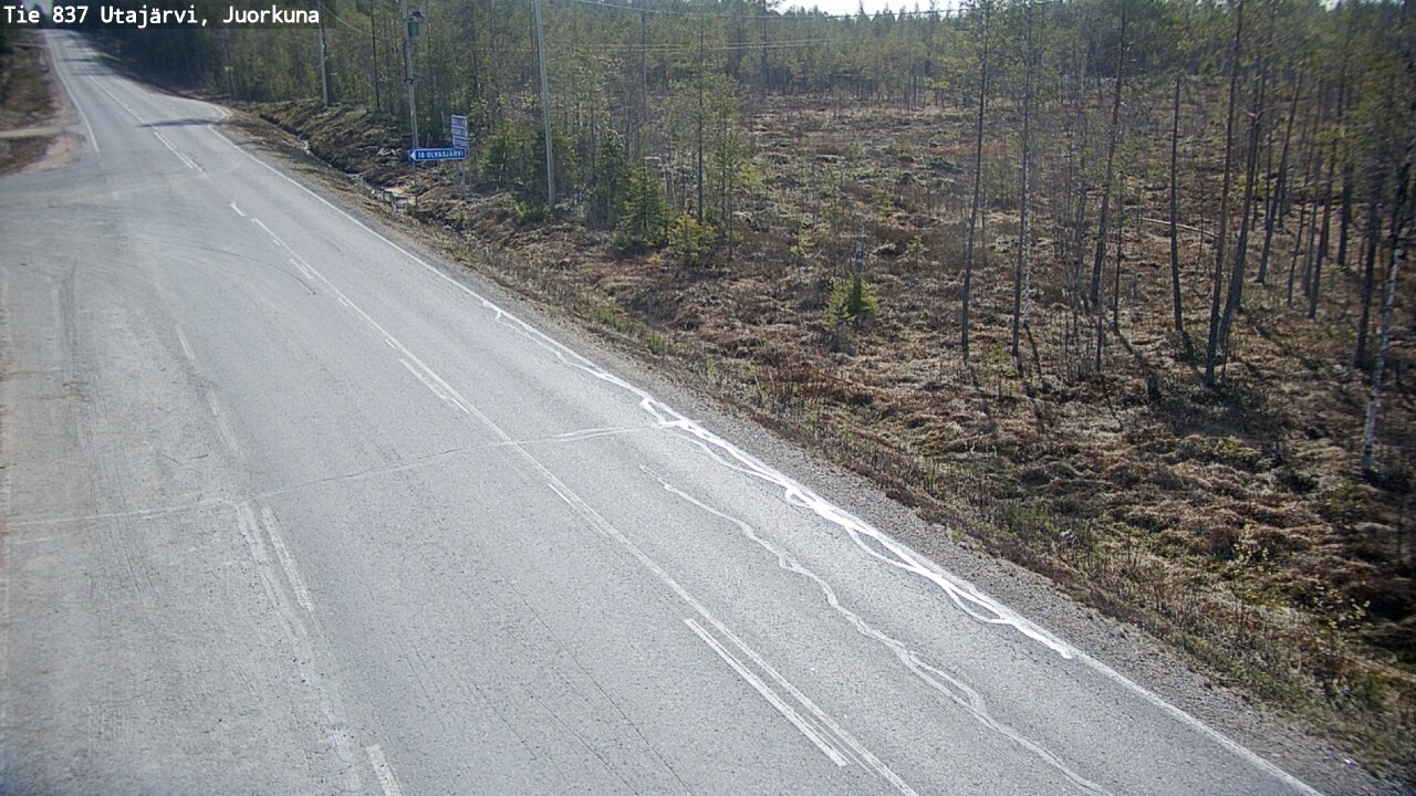Weather Camera Image Väg 837 Utajärvi, Juorkuna, Utajärvi, Pohjois-Pohjanmaa