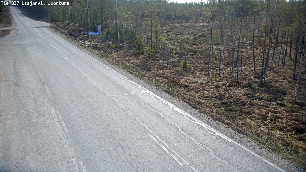 Weather Camera Image Väg 837 Utajärvi, Juorkuna, Utajärvi, Pohjois-Pohjanmaa