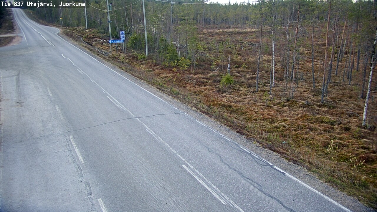 Weather Camera Image Väg 837 Utajärvi, Juorkuna, Utajärvi, Pohjois-Pohjanmaa