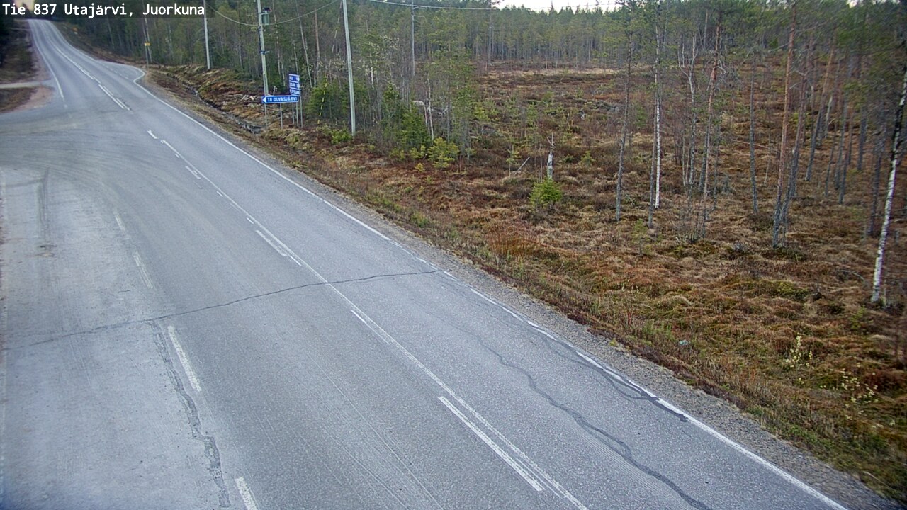 Weather Camera Image Väg 837 Utajärvi, Juorkuna, Utajärvi, Pohjois-Pohjanmaa